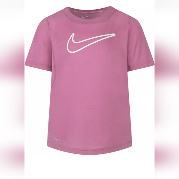 NWT Nike Girls All Day Dry Fit T Shirt Short Sleeve Pink Size 6 M - Picture 2 of 5